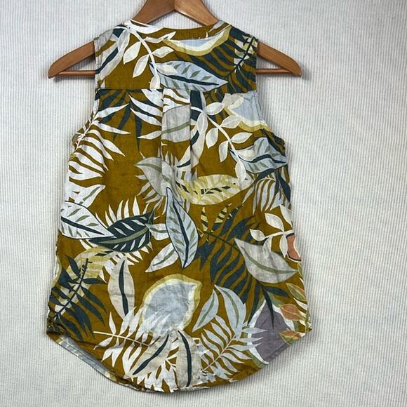 C&C California 100% Linen Sleeveless Button Front Top Blouse Women’s XS Tropical - Picture 4 of 7